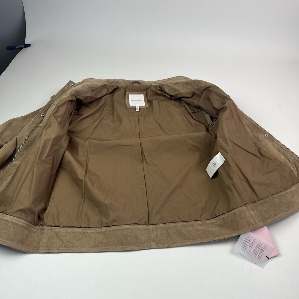 NWT Avec Les Filles Brown Suede Bomber Jacket S Leather Western Cowgirl Boho - Picture 12 of 12